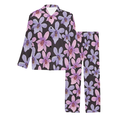 Orchid Pattern Print Design OR08 Men's Long Sleeve Pajama Set