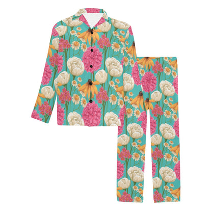 Summer Floral Pattern Print Design SF07 Men's Long Sleeve Pajama Set