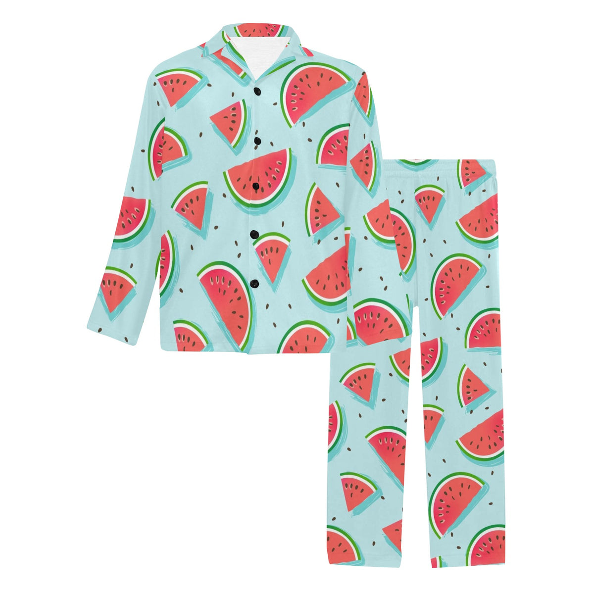 Watermelon Pattern Print Design WM03 Men's Long Sleeve Pajama Set