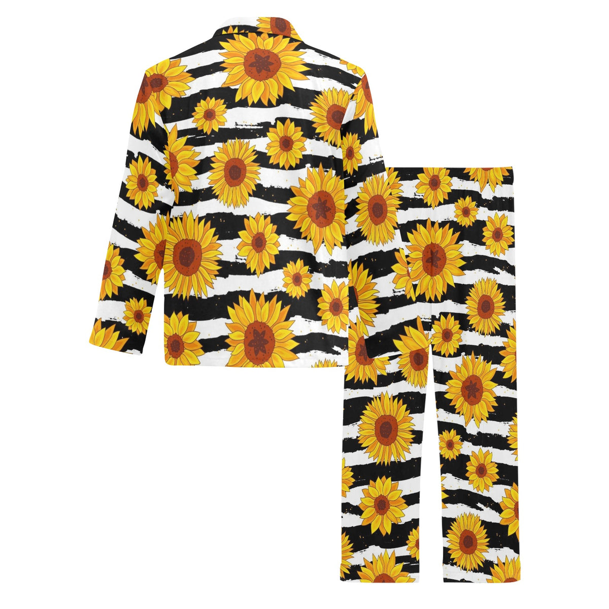Sunflower Pattern Print Design SF010 Men's Long Sleeve Pajama Set