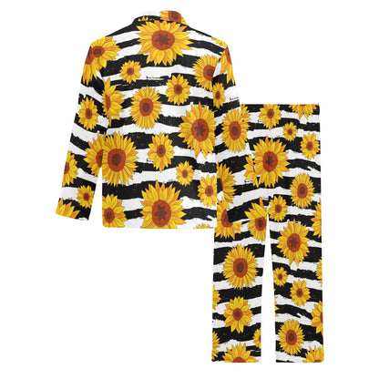 Sunflower Pattern Print Design SF010 Men's Long Sleeve Pajama Set
