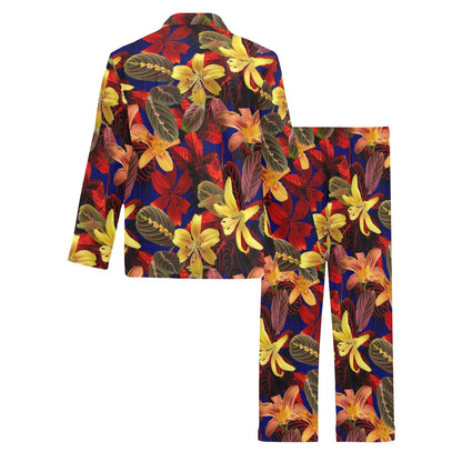 Lily Pattern Print Design LY014 Men's Long Sleeve Pajama Set