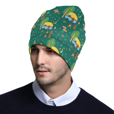 Camping Camper Pattern Print Design 06 Unisex Beanie