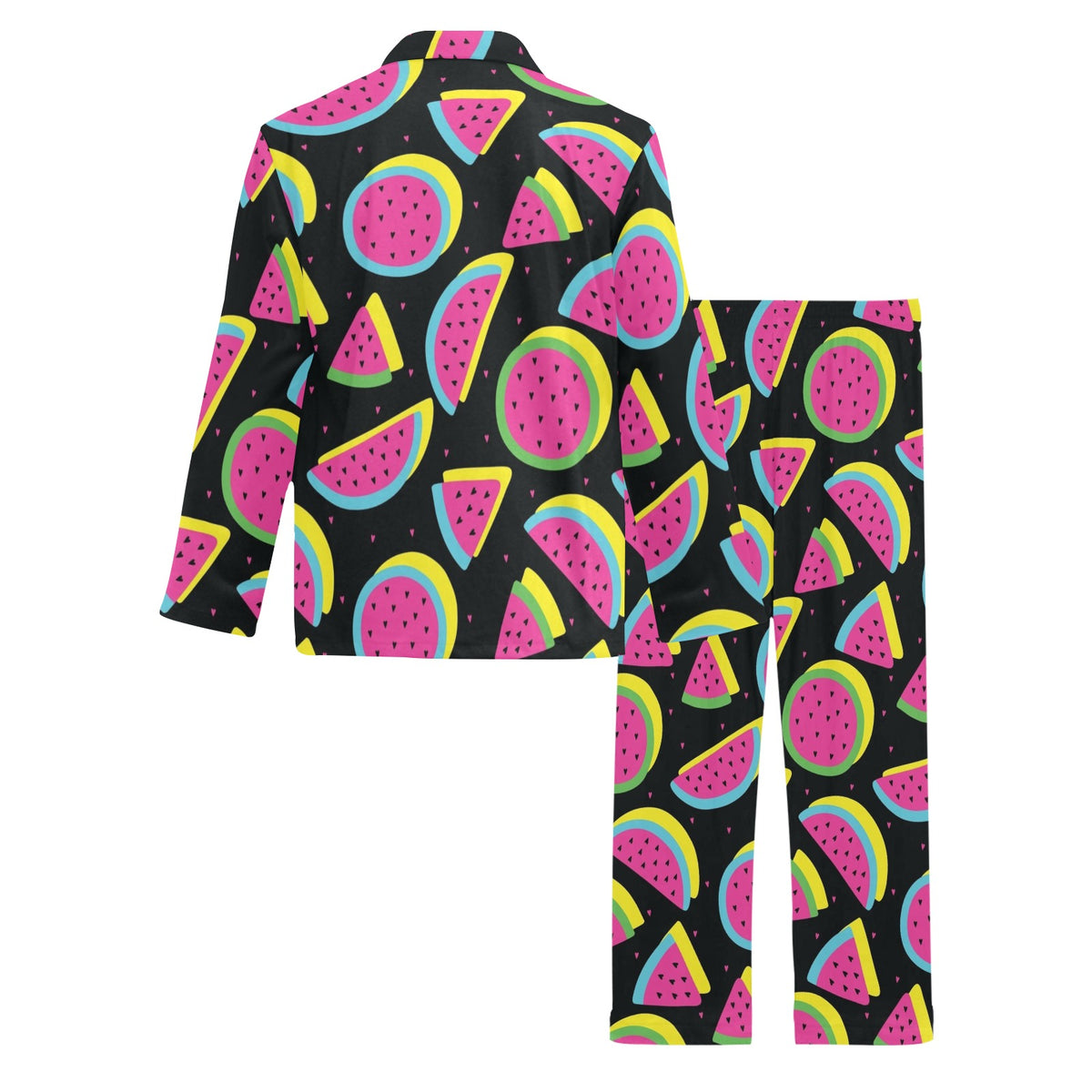 Watermelon Pattern Print Design WM07 Men's Long Sleeve Pajama Set