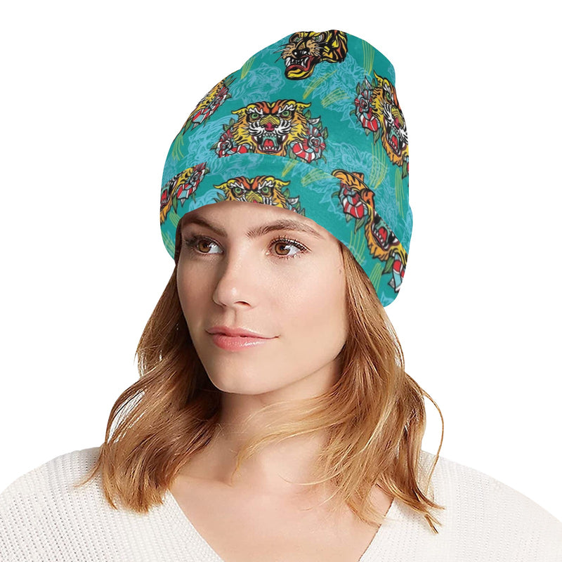 Tattoo Tiger Head Print Design LKS304 Unisex Beanie