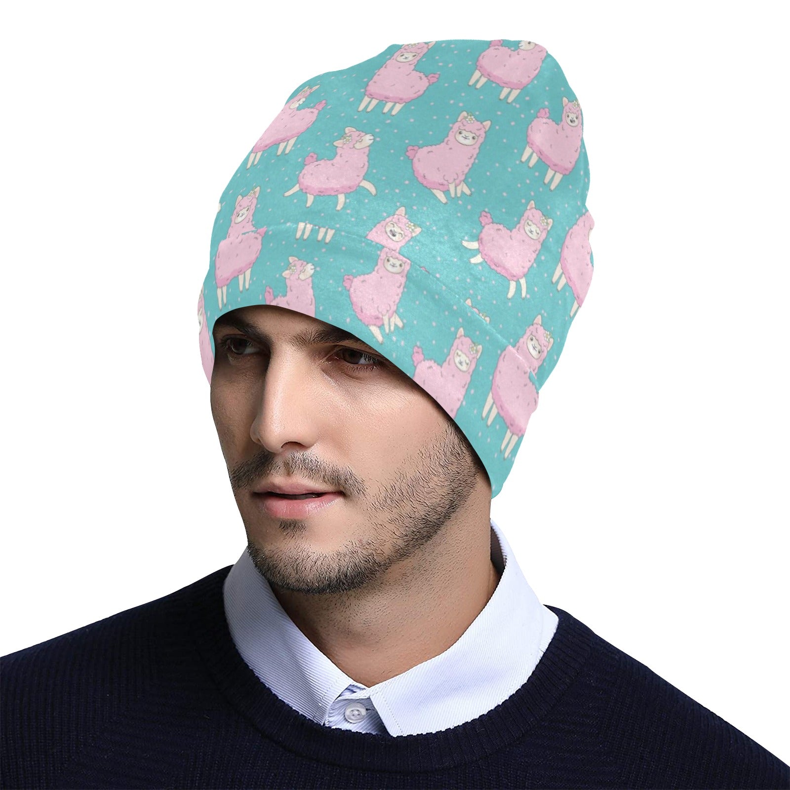 Alpaca Cartoon Design Themed Print Unisex Beanie