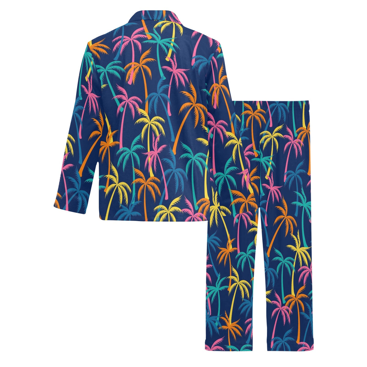 Palm Tree Pattern Print Design PT013 Men's Long Sleeve Pajama Set