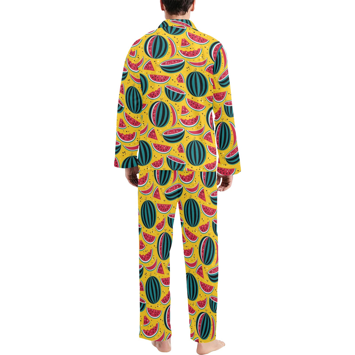Watermelon Pattern Print Design WM02 Men's Long Sleeve Pajama Set