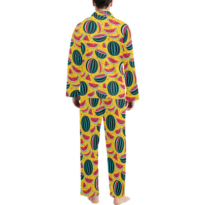 Watermelon Pattern Print Design WM02 Men's Long Sleeve Pajama Set