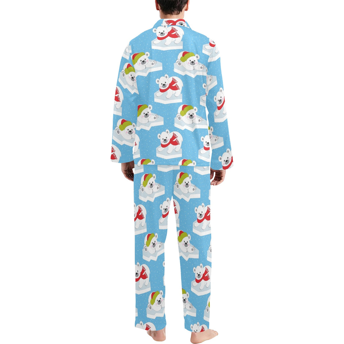 Polar Bear Pattern Print Design PB06 Men's Long Sleeve Pajama Set