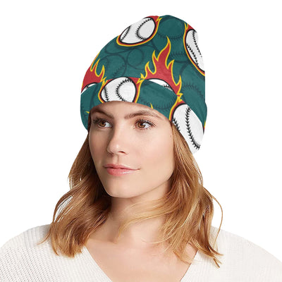 Baseball Fire Print Pattern Unisex Beanie