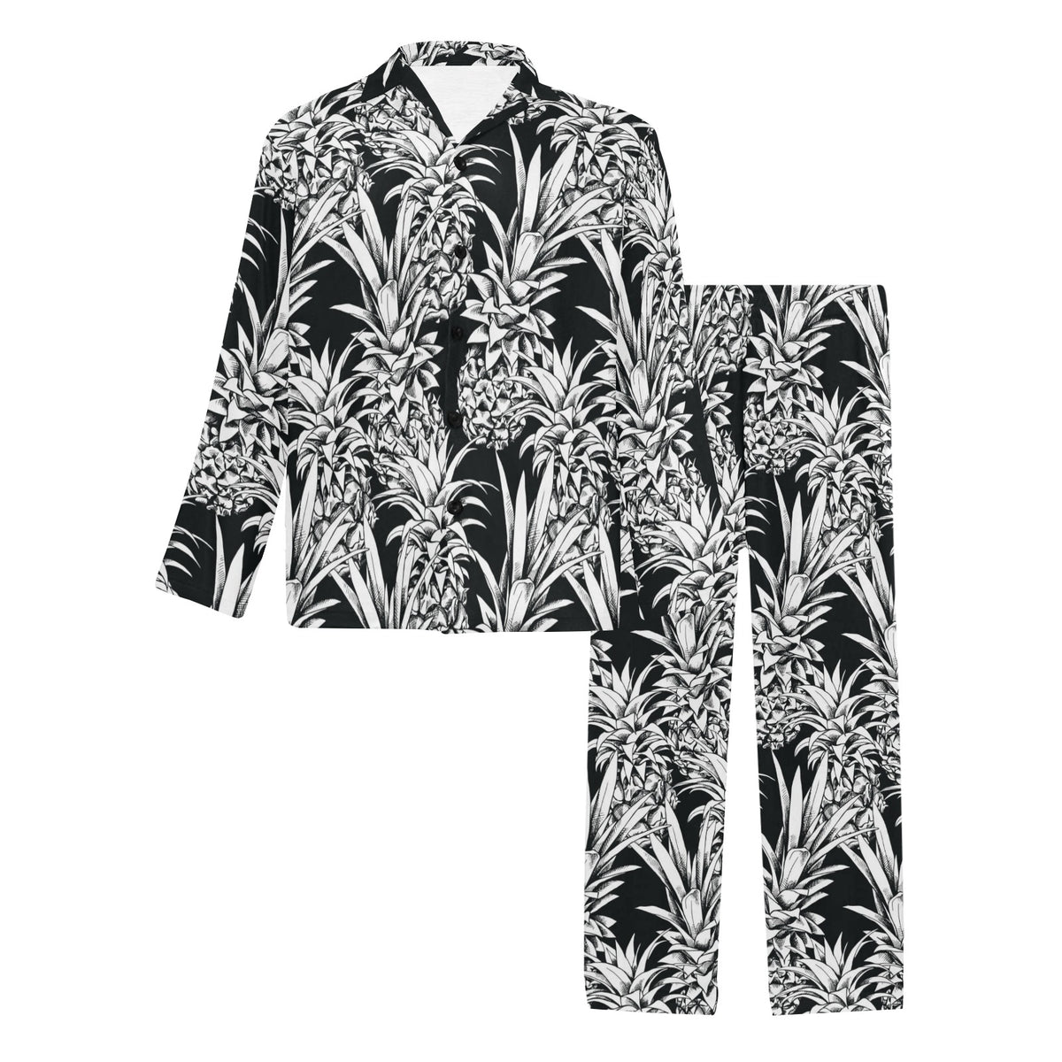 Pineapple Pattern Print Design PP08 Men's Long Sleeve Pajama Set