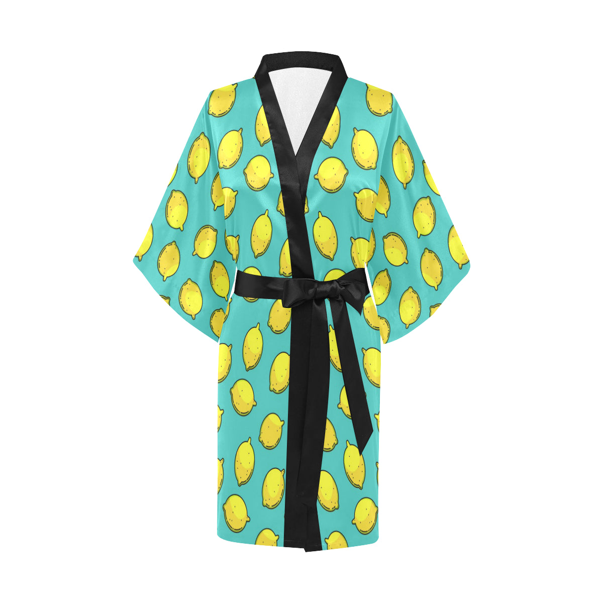 Lemon Pattern Print Design LM04 Women's Short Kimono