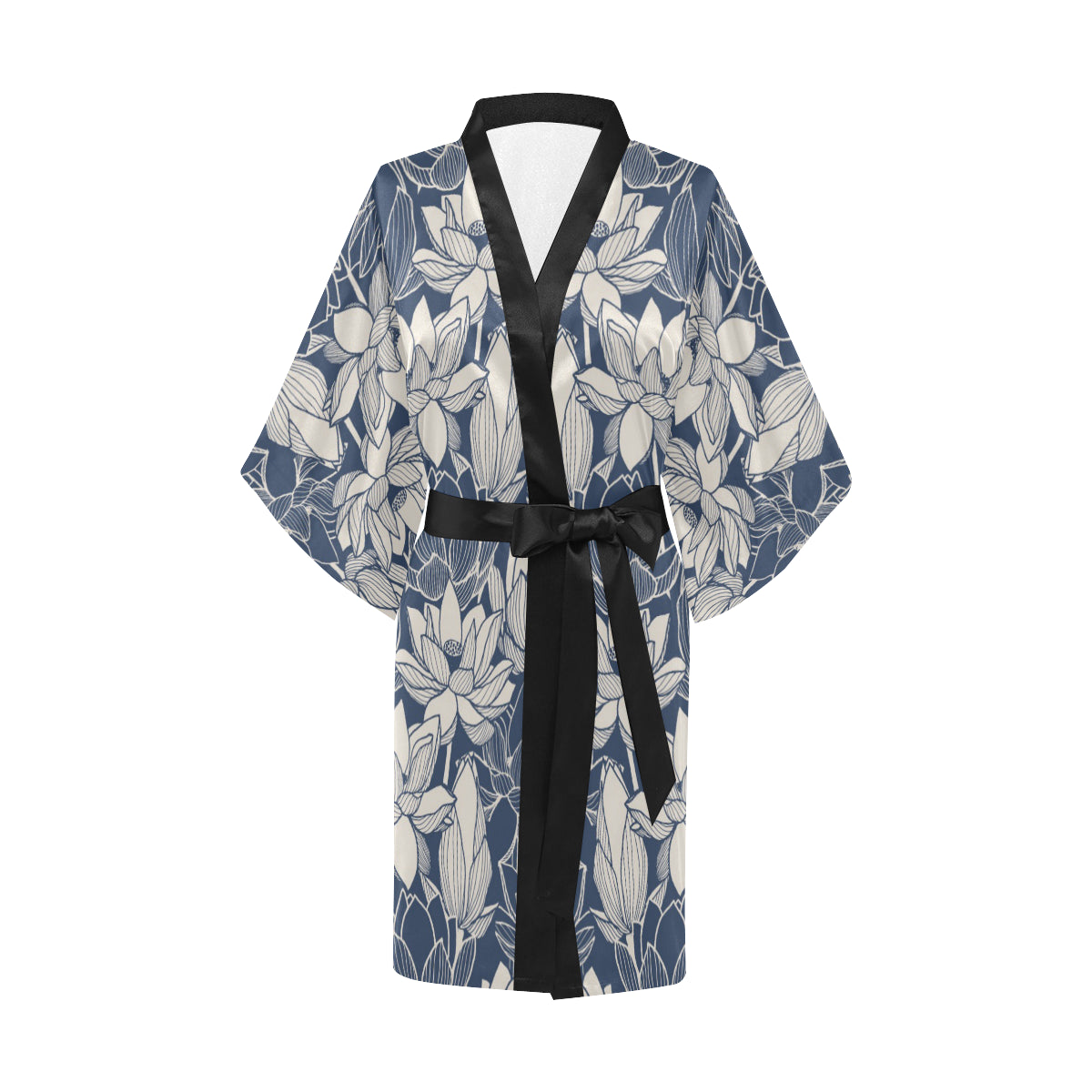 Water Lily Pattern Print Design WL04 Women's Short Kimono