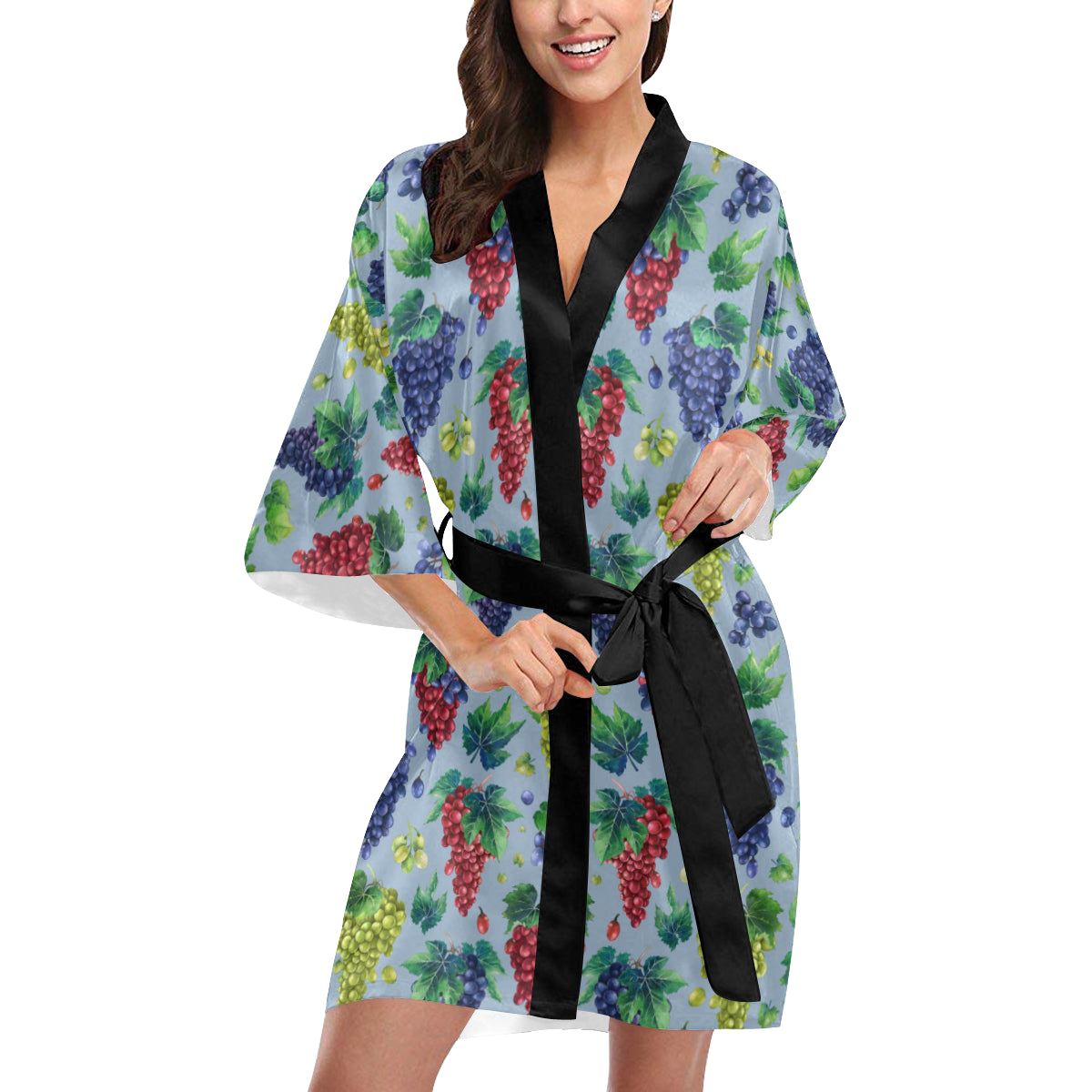 Grape Pattern Print Design GP06 Women's Short Kimono