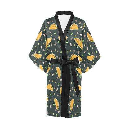 Taco Pattern Print Design TC02 Women's Short Kimono