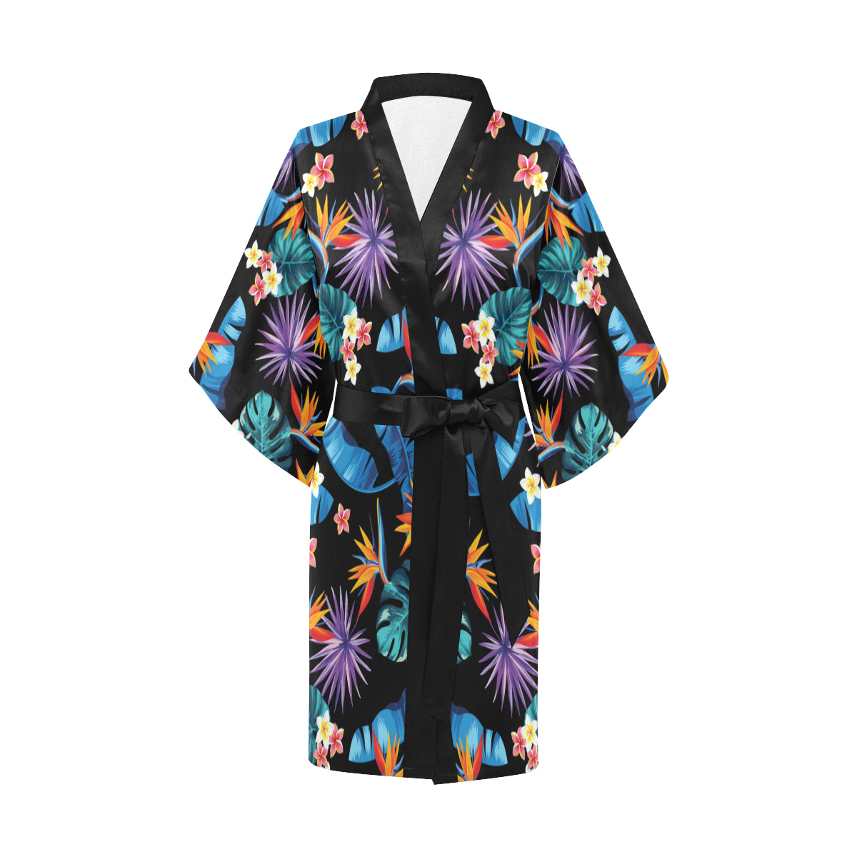 Tropical Flower Pattern Print Design TF018 Women's Short Kimono