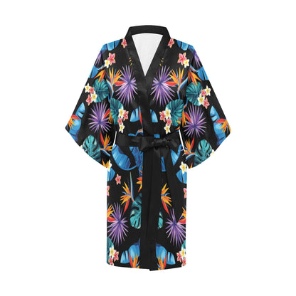 Tropical Flower Pattern Print Design TF018 Women's Short Kimono