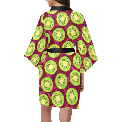 Kiwi Pattern Print Design KW05 Women's Short Kimono