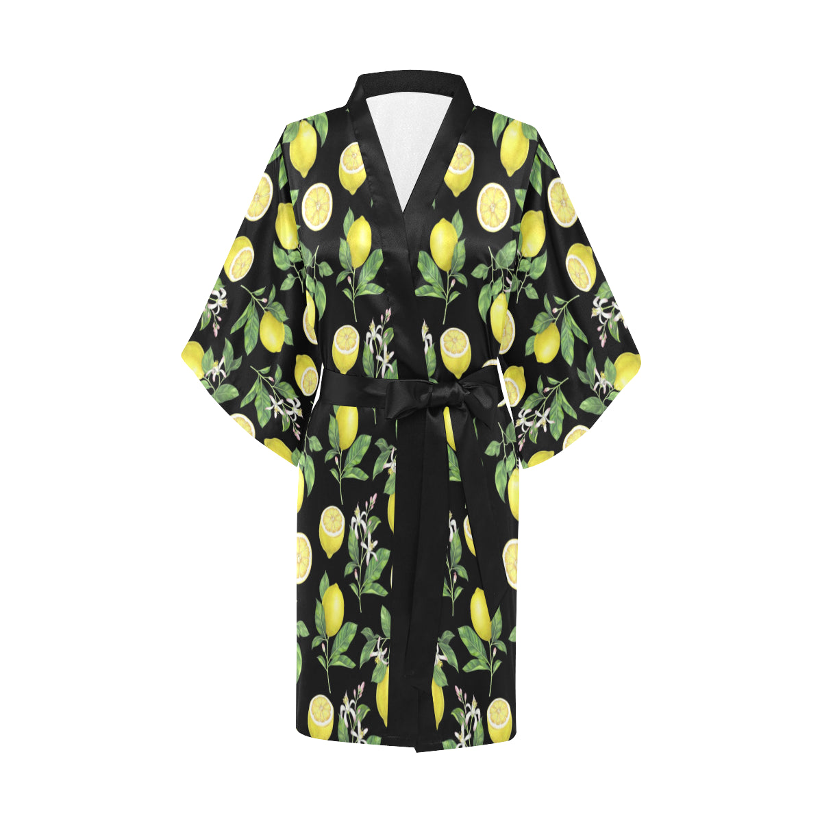 Lemon Pattern Print Design LM02 Women's Short Kimono