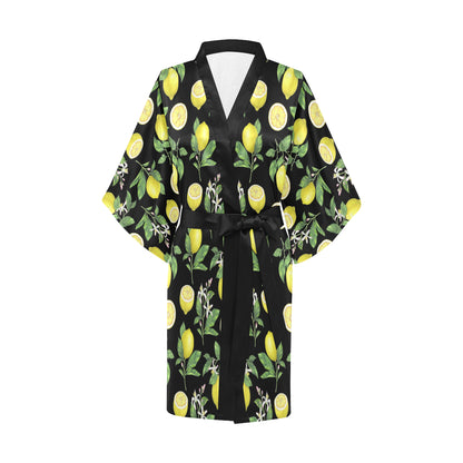 Lemon Pattern Print Design LM02 Women's Short Kimono