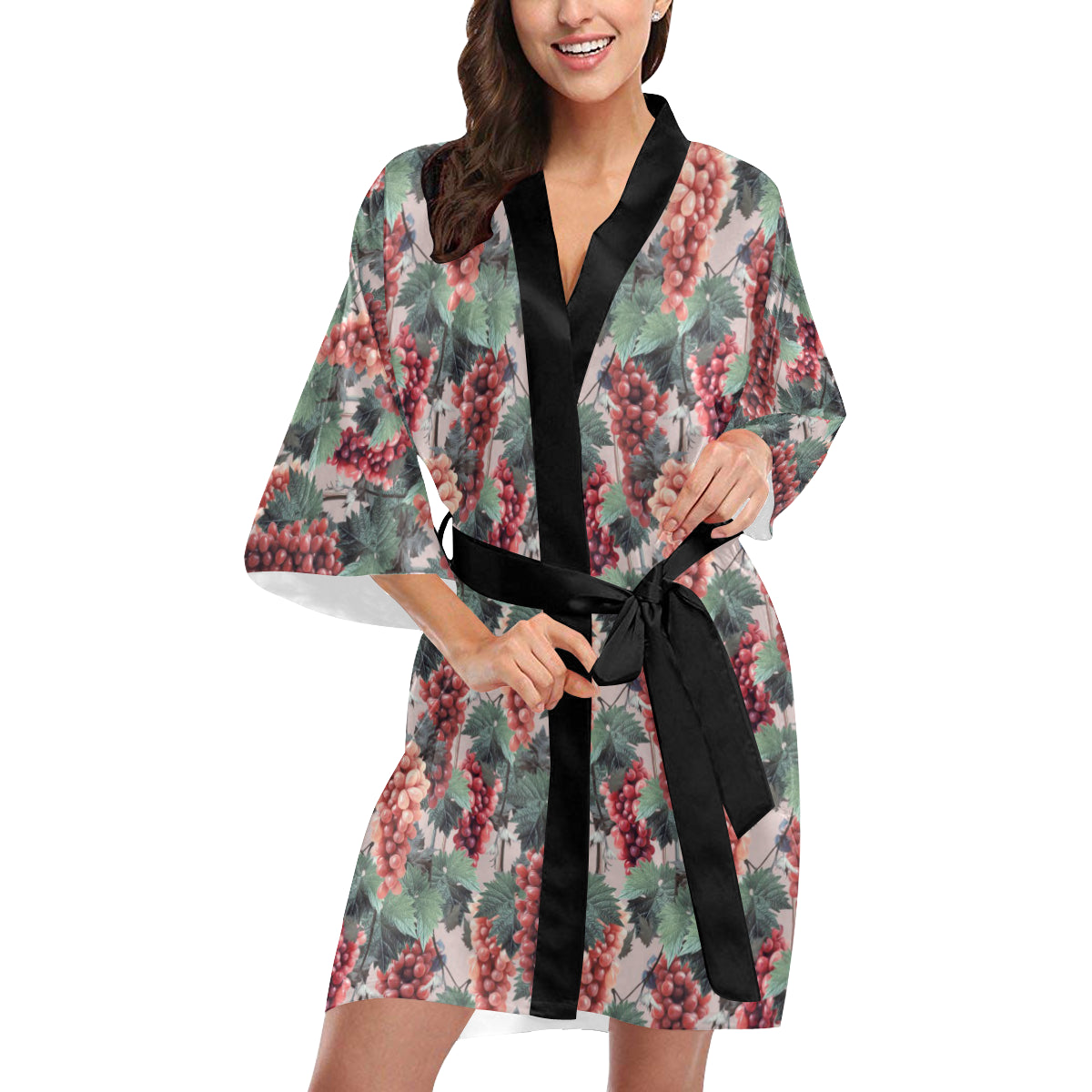 Grape Pattern Print Design GP01 Women's Short Kimono