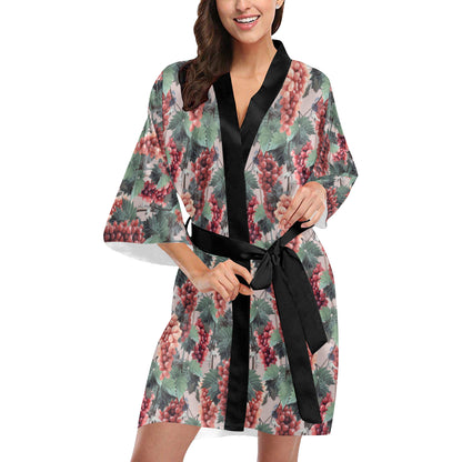 Grape Pattern Print Design GP01 Women's Short Kimono