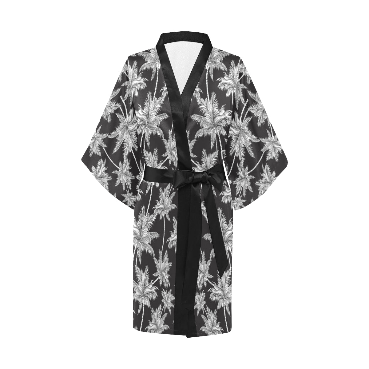 Palm Tree Pattern Print Design PT03 Women's Short Kimono