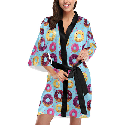 Donut Pattern Print Design DN07 Women's Short Kimono