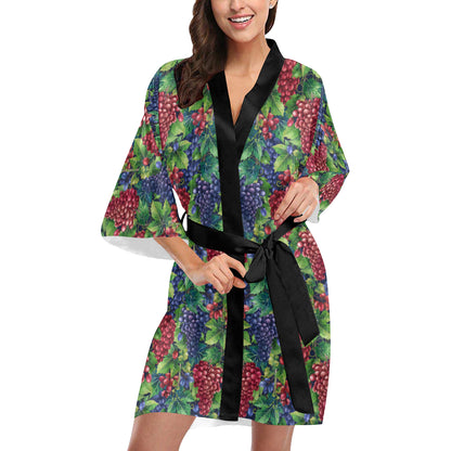 Grape Pattern Print Design GP02 Women's Short Kimono
