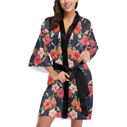 Tropical Flower Pattern Print Design TF020 Women's Short Kimono