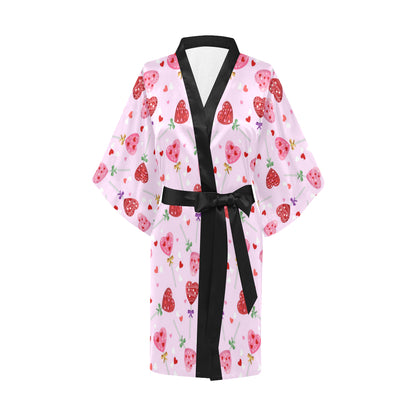 Lollipop Pattern Print Design LL07 Women's Short Kimono