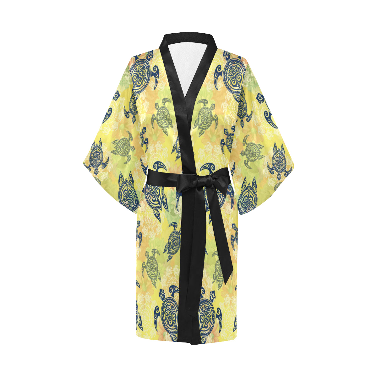 Hawaiian Turtle Tribal Design Print Women's Short Kimono