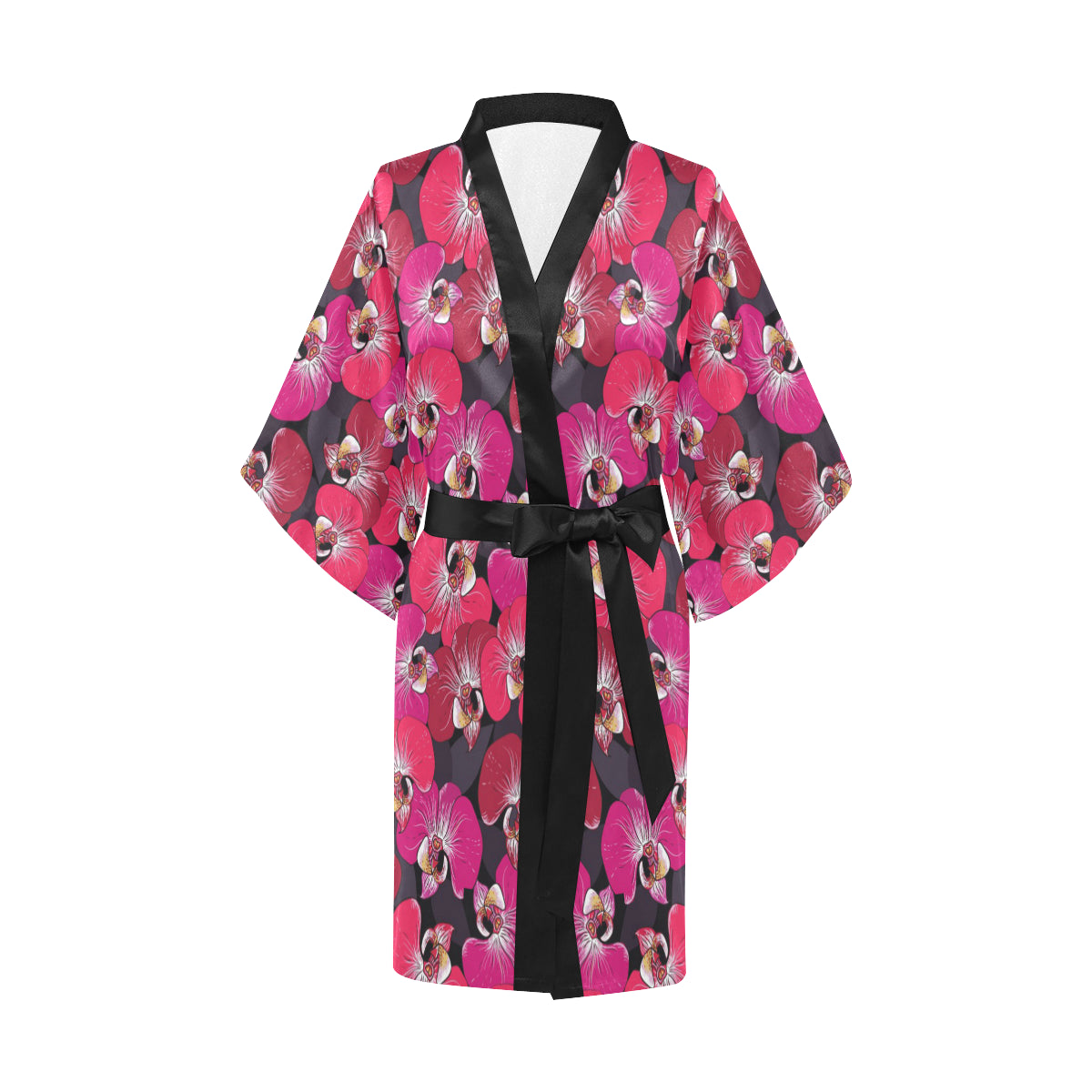 Orchid Red Pattern Print Design OR05 Women's Short Kimono