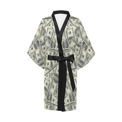 Dollar Pattern Print Design DO02 Women's Short Kimono