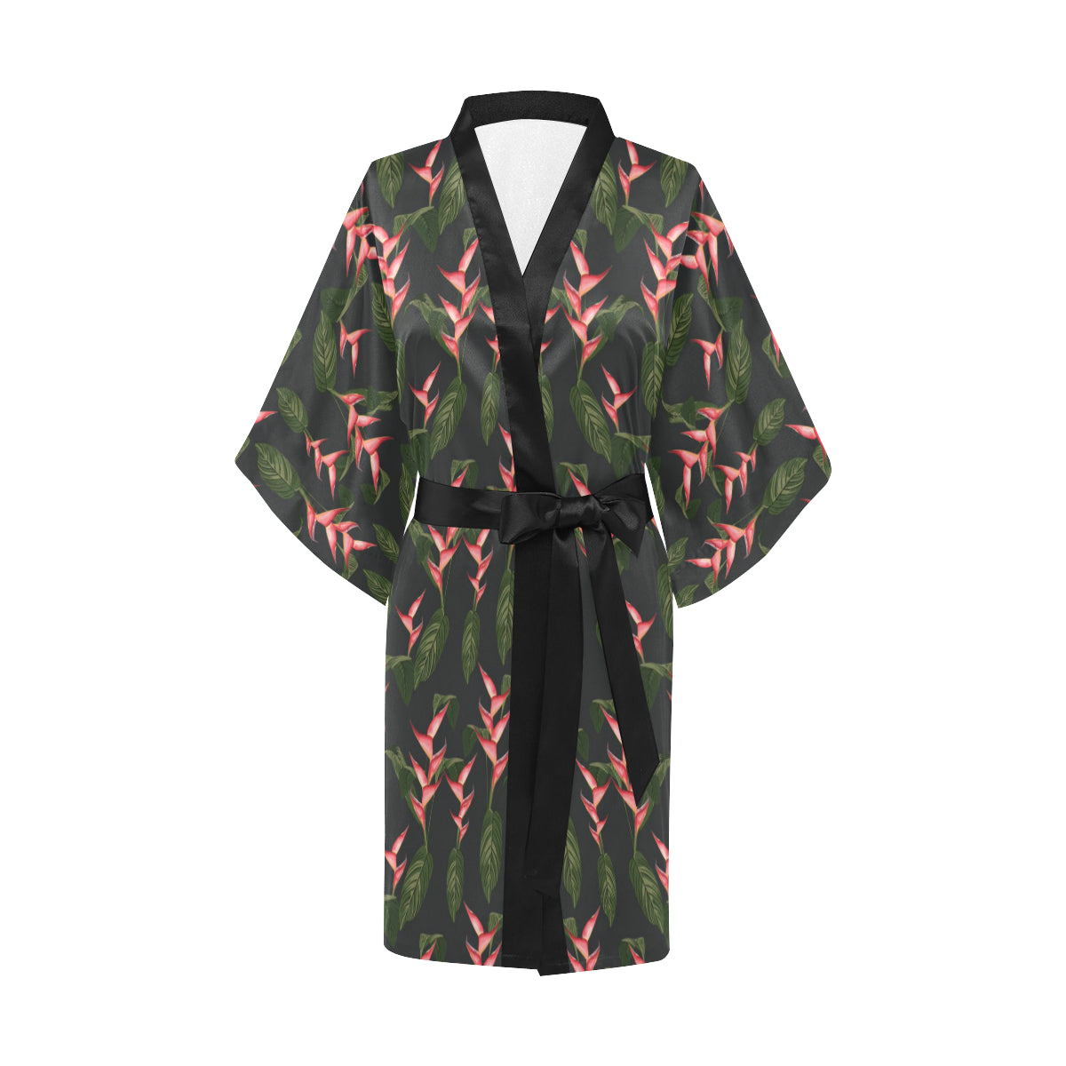 Heliconia Pattern Print Design HL07 Women's Short Kimono