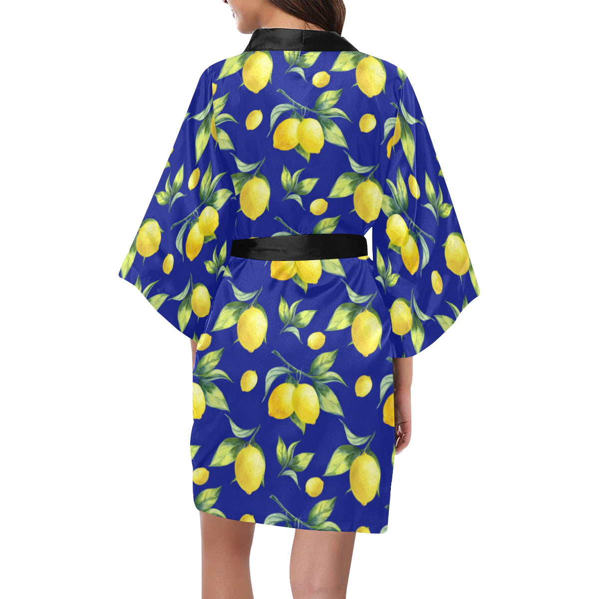 Lemon Pattern Print Design LM06 Women's Short Kimono
