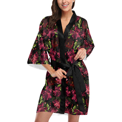 Iris Pattern Print Design IR03 Women's Short Kimono