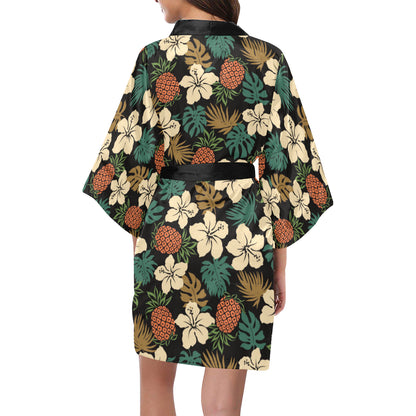 Hawaiian Themed Pattern Print Design H08 Women's Short Kimono