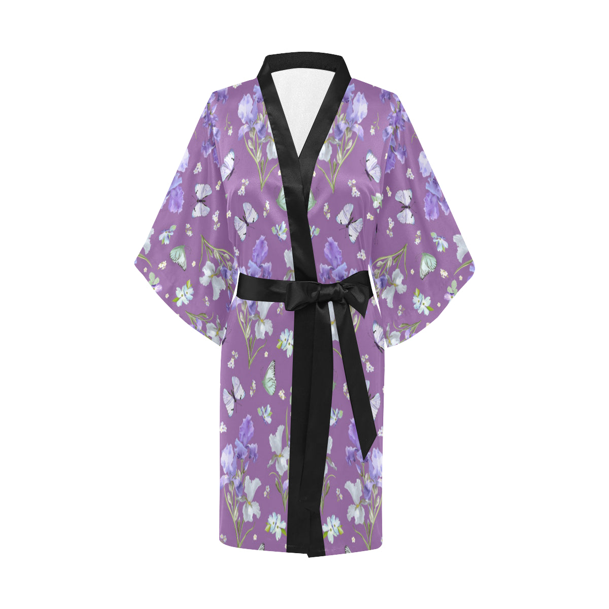 Iris Pattern Print Design IR09 Women's Short Kimono
