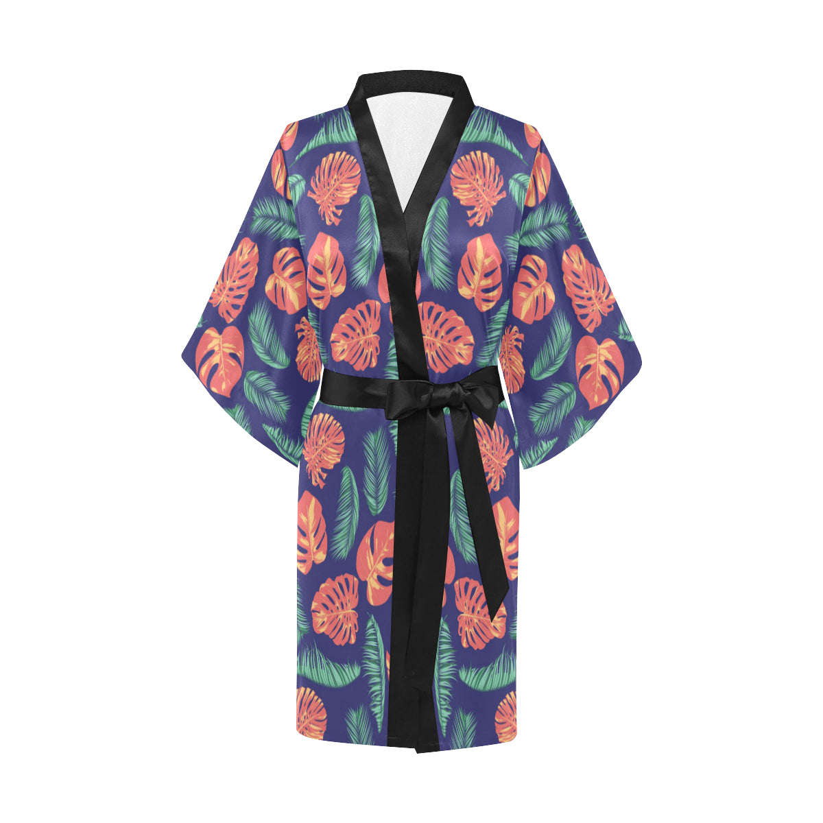Palm Leaves Pattern Print Design PL011 Women's Short Kimono