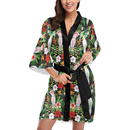 Tropical Flower Pattern Print Design TF03 Women's Short Kimono