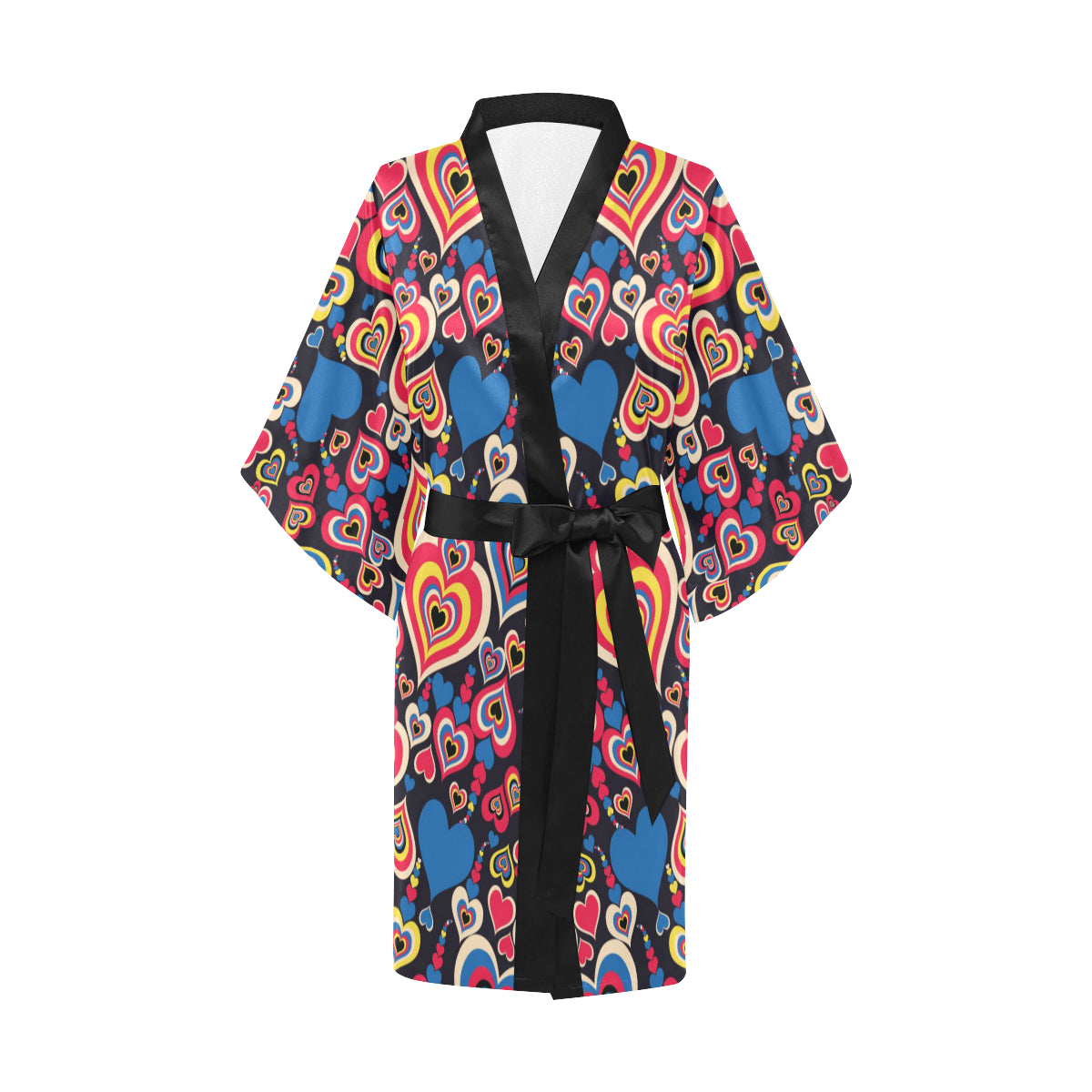 Heart Pattern Print Design HE08 Women's Short Kimono