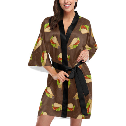 Taco Pattern Print Design TC08 Women's Short Kimono