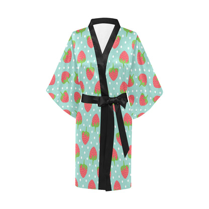 Strawberry Pattern Print Design SB06 Women's Short Kimono