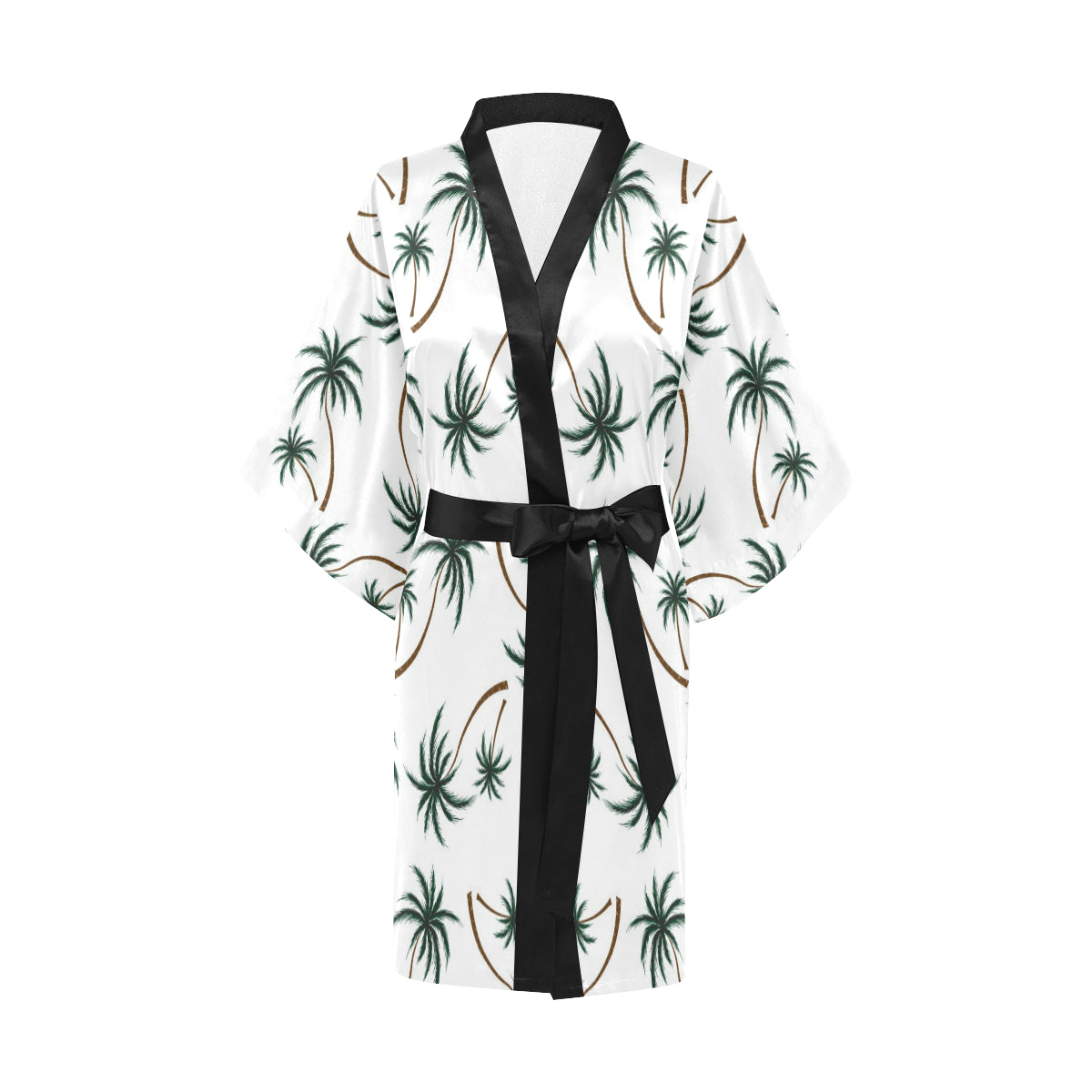 Palm Tree Pattern Print Design PT07 Women's Short Kimono