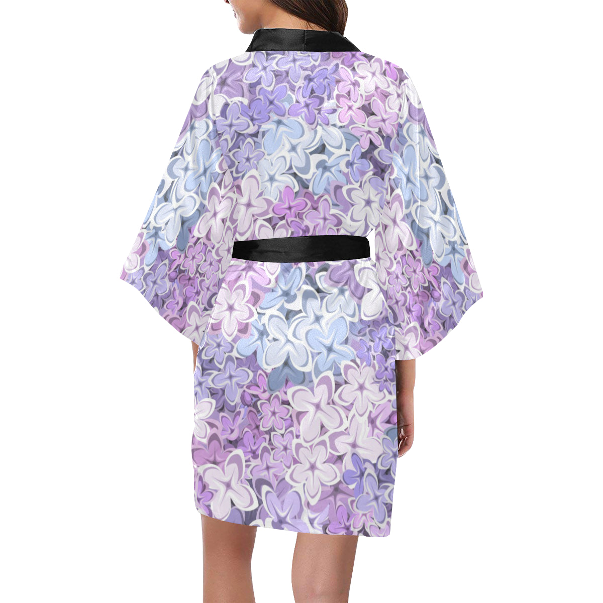 Lilac Pattern Print Design LI01 Women's Short Kimono