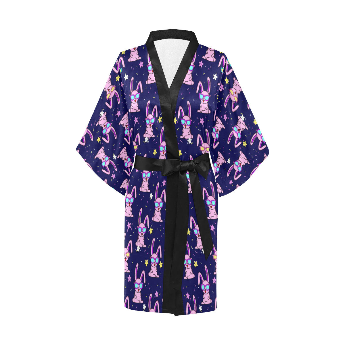Rabbit Baby Pattern Print Design RB015 Women's Short Kimono