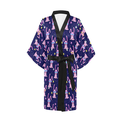 Rabbit Baby Pattern Print Design RB015 Women's Short Kimono