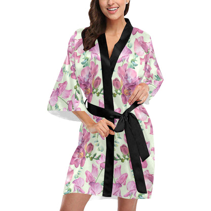 Peony Pattern Print Design PE011 Women's Short Kimono